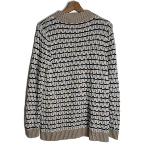 Talbots Textured Stripe Knit Mockneck Sweater Oyster Multi ladies medium - Picture 10 of 10